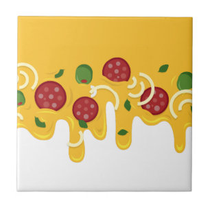 Funny Retro Dripping Pizza Cheese Keto Party Tile