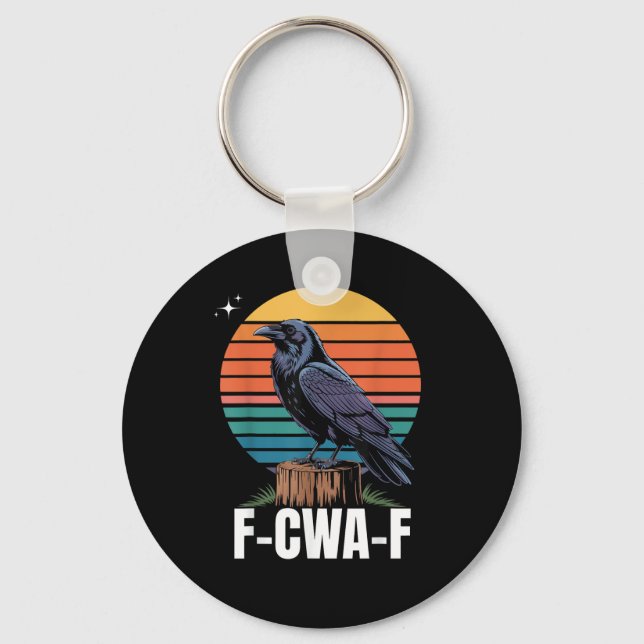 Funny Retro F-Caw-F Bird Crow Crow Bird  Keychain (Front)