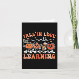 Funny Retro Fall In Love With Learning Pumpkin Tea Card