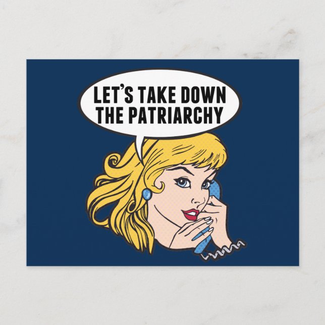 Funny Retro Feminist Pop Art Anti Patriarchy Postcard (Front)