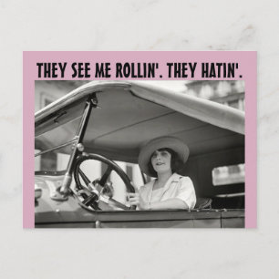 FUNNY RETRO FEMME ILS ME VOIENT ROLLIN Cartes post