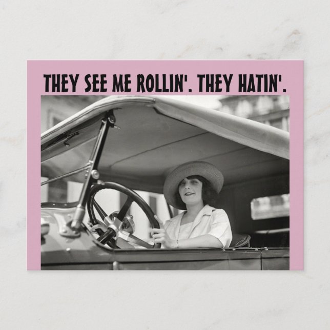 FUNNY RETRO FEMME ILS ME VOIENT ROLLIN Cartes post (Devant)