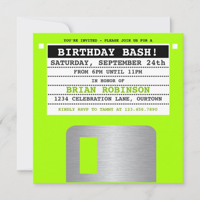 Funny Retro Floppy Disc Party Invitation (Front)