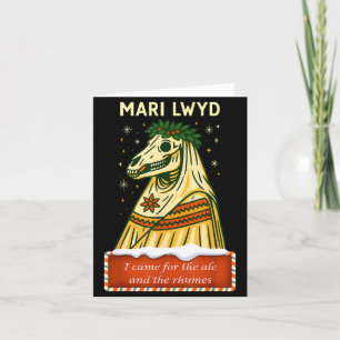 Funny Retro Folklore Skeleton Horse Mari Lwyd Yule Card