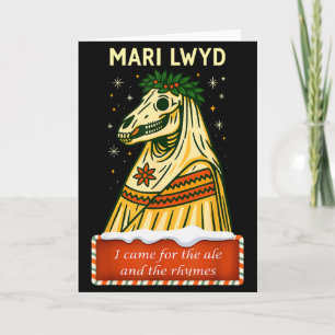 Funny Retro Folklore Skeleton Horse Mari Lwyd Yule Card