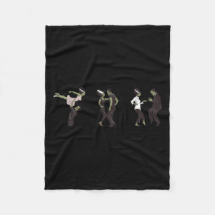 Funny Retro Frankenstein Monster And Bride Dancing Fleece Blanket