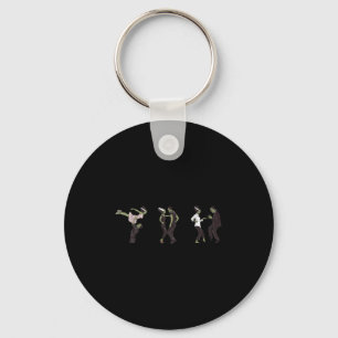 Funny Retro Frankenstein Monster And Bride Dancing Keychain
