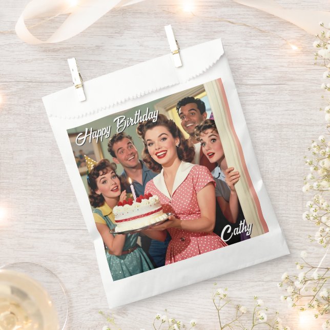 Funny Retro Friends Personalized  Birthday Favour Bag (Clipped)