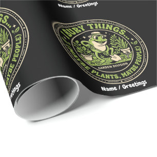Funny Retro Frog Badge I Bury Things Gardening  Wrapping Paper