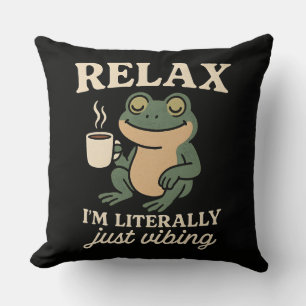 Funny Retro Frog Vibing Aesthetic Meme T-Shirt Throw Pillow