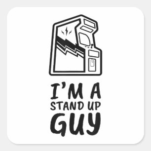 Funny Retro Gamer Arcade Old School 80's Video Gam Square Sticker