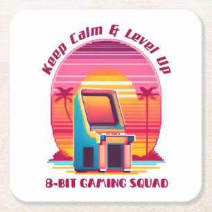 Funny Retro Gaming 80s Arcade 8-Bit Gamer Humour Square Paper Coaster