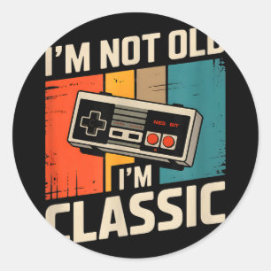 Funny retro gaming saying im not old im classic Fu Round Sticker