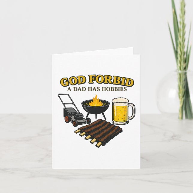 Funny Retro God Forbid A Dad Has Hobbies Bbq Sarca Card (Front)
