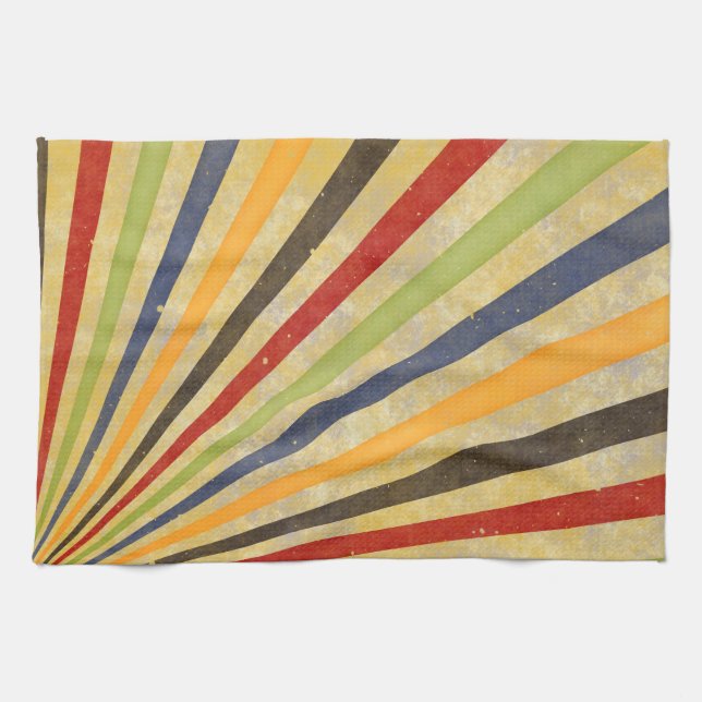 Funny Retro Grunge Rays + your idea Kitchen Towel (Horizontal)