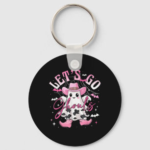 Funny Retro Halloween Let’s Go Ghouls Western Cowg Keychain