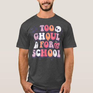 Funny Retro Halloween Teacher Ghouls Groovy School T-Shirt