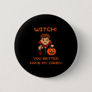 Funny Retro Halloween Trick Or Treat  2 Inch Round Button