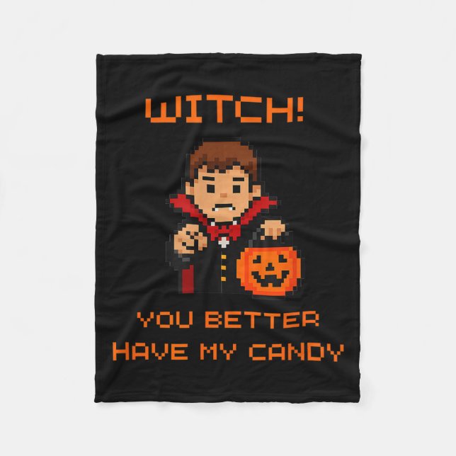 Funny Retro Halloween Trick Or Treat  Fleece Blanket (Front)