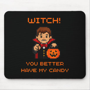 Funny Retro Halloween Trick Or Treat  Mouse Pad