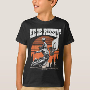 Funny Retro He Is Rizzin Christian Playing Sketll T-Shirt