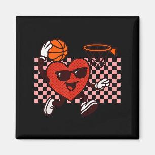 Funny Retro Heart Graphic Basketball Player Kids V Magnet