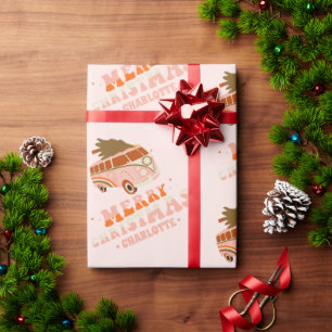 Funny Retro Hippie Van Christmas Wrapping Paper