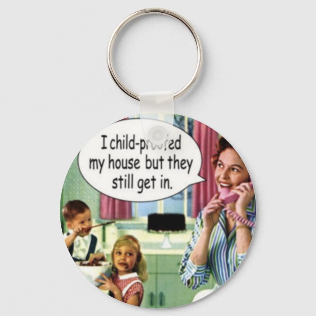 Funny Retro Housewife Keychain 1 (Front)