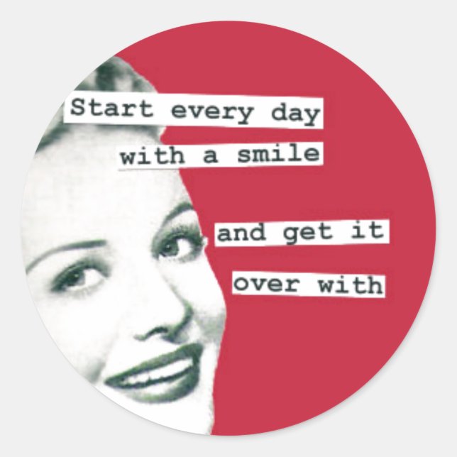 Funny Retro Housewife Smile Stickers (Front)