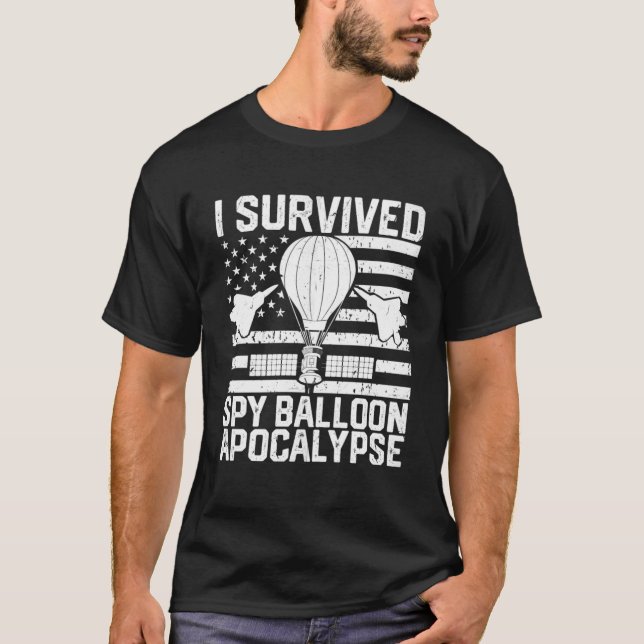 Funny Retro I Survived Chinese Spy Balloon Apocaly T-Shirt (Front)