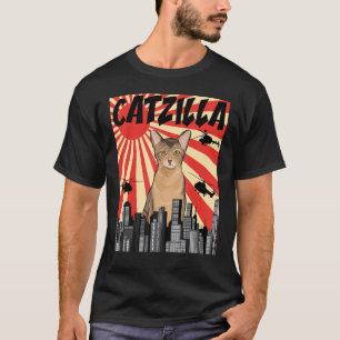 Funny Retro Japanese Catzilla Abyssinian Cat T-Shirt