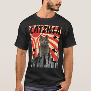 Funny Retro Japanese Catzilla Chartreux Cat 1 T-Shirt