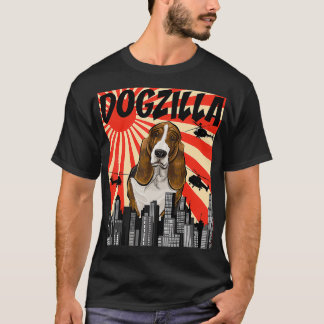 Funny Retro Japanese Dogzilla Basset Hound  T-Shirt