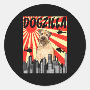 Funny Retro Japanese Dogzilla Soft Coated Wheaten Classic Round Sticker