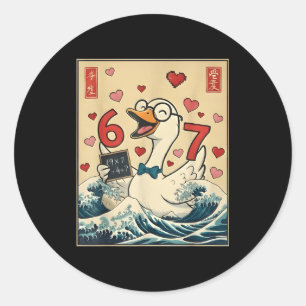 Funny Retro Japanese Goose Teacher 6 7 Meme Valent Classic Round Sticker
