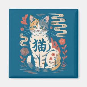 Funny Retro Kawaii Japanese Neko Cat Anime Manga L Magnet