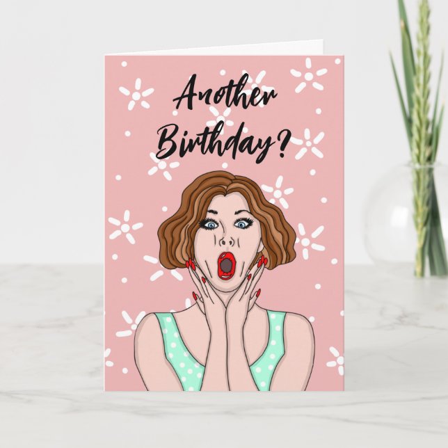 Funny retro lady Birthday Card (Front)