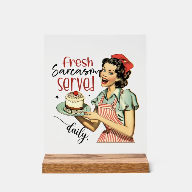 Funny retro lady word art  acrylic sign (Front)