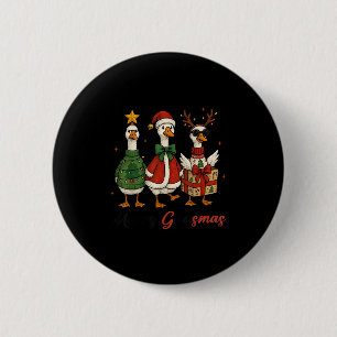 Funny Retro Merry Goosemas Christmas Silly Goose X 2 Inch Round Button