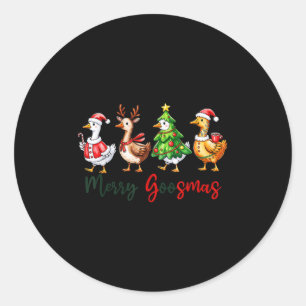 Funny Retro Merry Goosemas Christmas Silly Goose X Classic Round Sticker