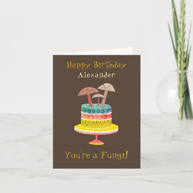 Funny Retro Mushroom Pun Cute Fungi Birthday Card (Front)
