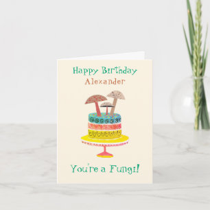 Funny Retro Mushroom Pun Cute Fungi Birthday Card