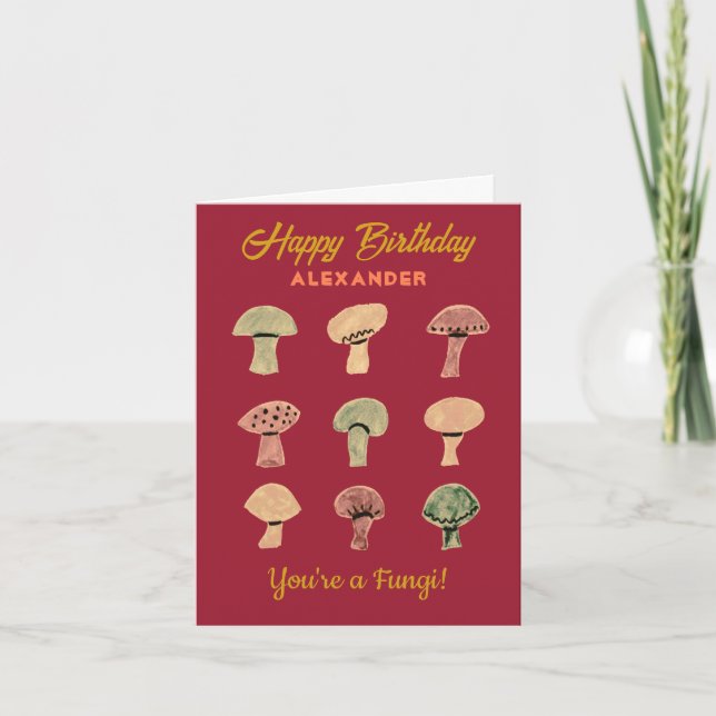 Funny Retro Mushroom Pun Cute Fungi Birthday Card (Front)