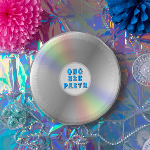 Funny Retro Music CD Disc Y2K Party Paper Bowls Paper Plate