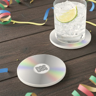 Funny Retro Music CD DVD Monogram Y2K Coaster