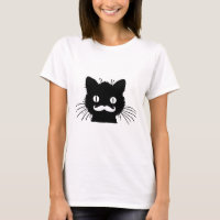 FUNNY RETRO MUSTACHE ON BLACK KITTY