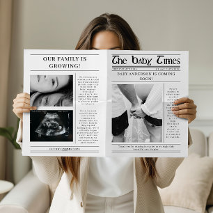 Funny Retro Newspaper Photo Pregnancy Announcement