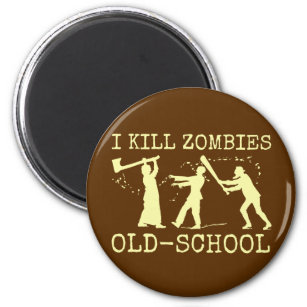 Funny Retro Old School Zombie Killer Hunter Magnet