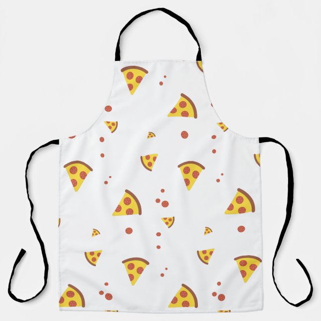 Funny Retro Pepperoni Pizza Minimalist Pattern Apron (Front)