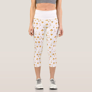 Funny Retro Pepperoni Pizza Minimalist Pattern Capri Leggings